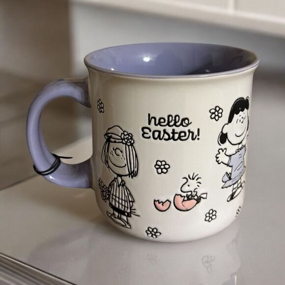 Peanuts Snoopy Lucy Charlie Easter Eggs Large 21oz Coffee Cup Mug Embossed - Picture 3 of 6